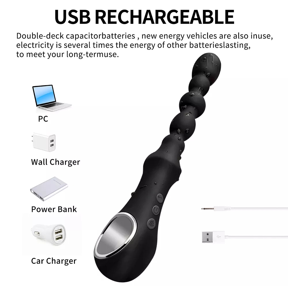 Anal Beads Toy Vibrating Anal Beads Butt Plug Sex Toy Massager Bullet G Spot Vibrator 7 Vibration Modes Heating Adult Products for Men Couples Sex Fun
