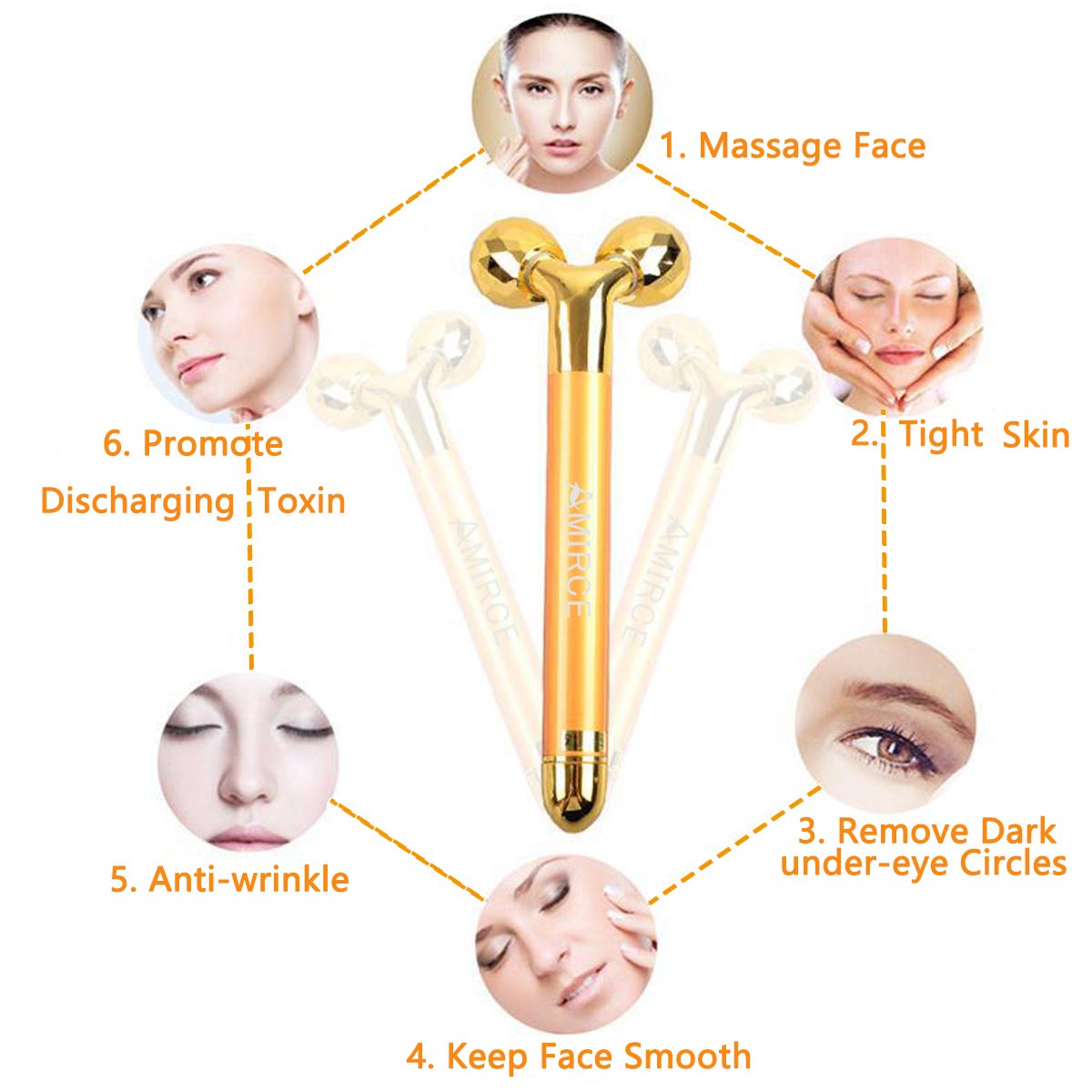 2 IN 1 Face Massager Instant Face Lift Anti Wrinkles Roller Massager T Shape Massager