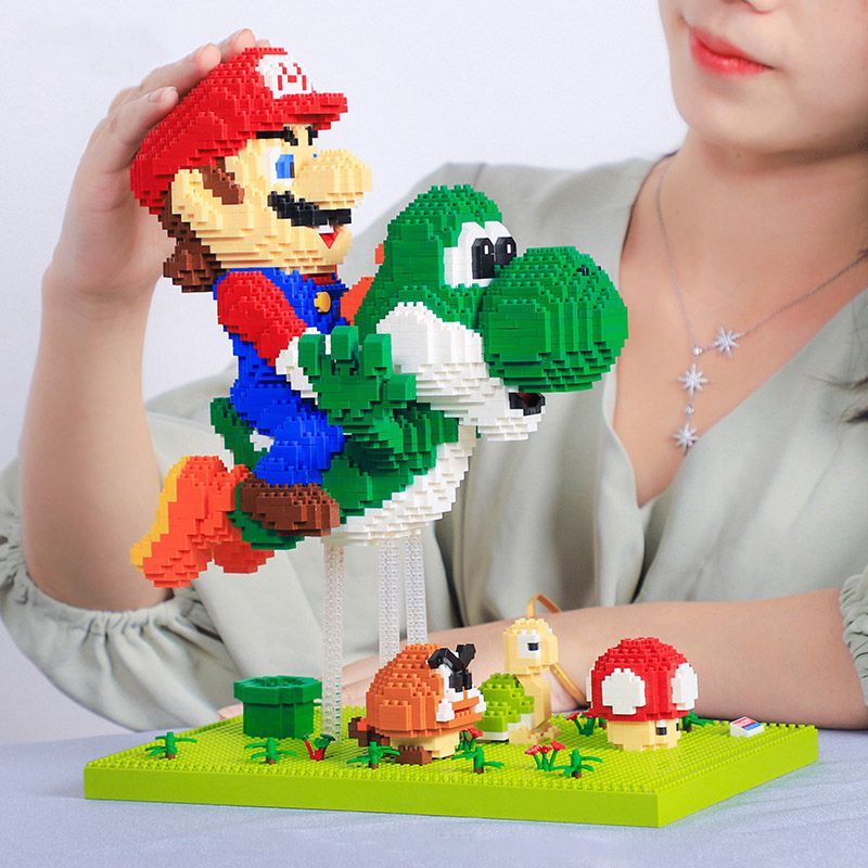 Flying Super Bros Mix Mario Bricks Micro Building Blocks Cartoon Anime Figures Doll Collectible Model DIY Toys Gift for Children