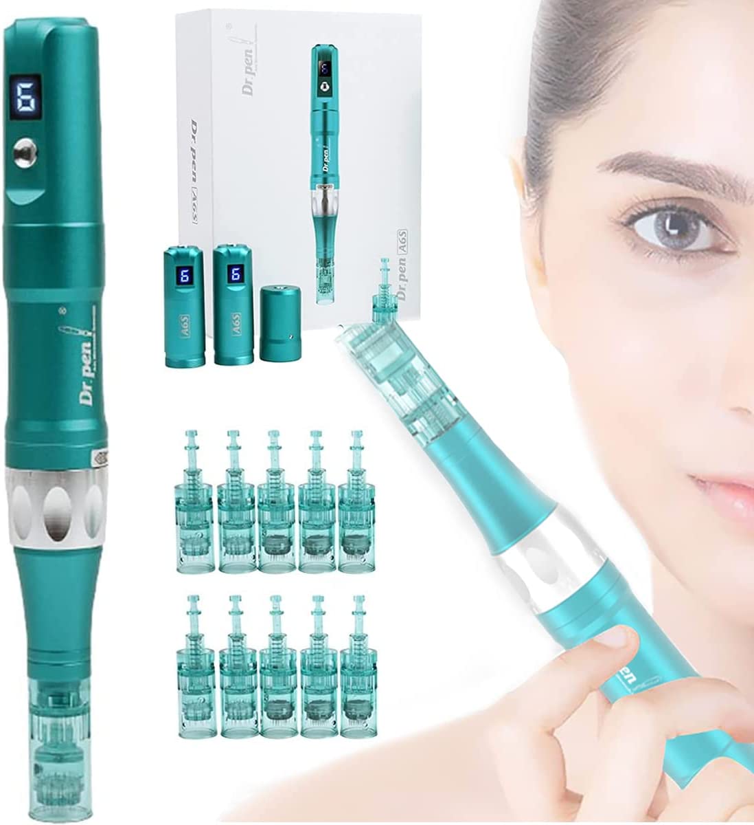 Dr pen Ultima A6S Wireless Derma Pen Skin Rejuvenation System Machine Professional Microneedle With 12 pcs Cartridges Portable Beauty Machine for Anti Aging Home Use