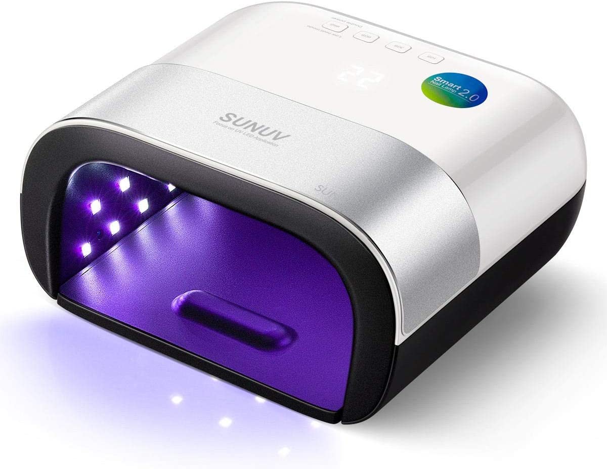 Led Nail Lamp SUNUV 48W Nail Dryer UV Lamps for Gel Polish Curing Light Machine Professional Pedicure Tool Nail Equipment Rechargable Automatic Sensor LCD Display Smart Timer Quick-Drying for Home and Nail Salon Use