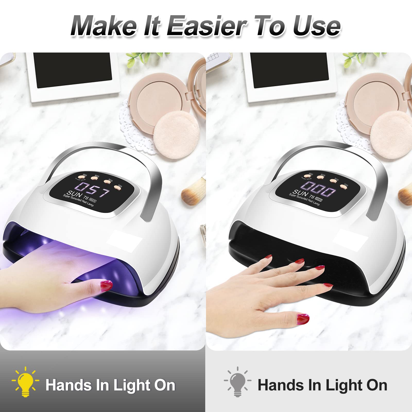 UV Nail Lamp Led Gel Nail Lamps Nail Dryer UV Lamps DIY Manicure Salon Tools 220W for Gel Nails 4 Timers with Auto Sensor