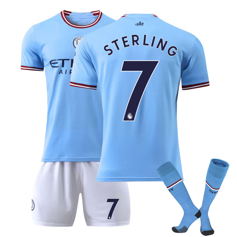 (20 Size) #7 Sterling 2223 Kids Boys Football Full Kits Boys Soccer Training Suit