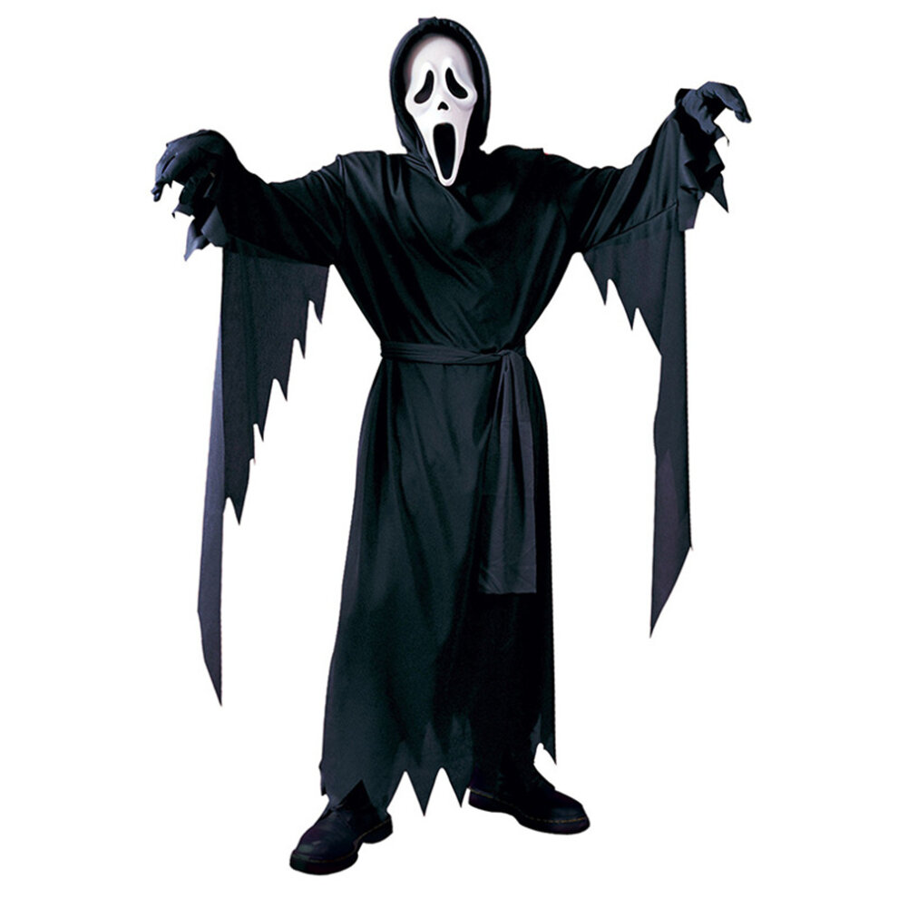 (S) Kids Scream Costume Ghost Halloween Boys Girls Cosplay Fancy Dress Outfit With Mask