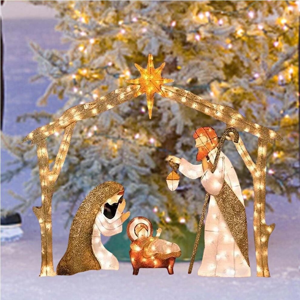 Christmas Decoration Christmas Jesus Holy Family Nativity Scene Yard Ornaments Outdoor Garden Decor with Lights String