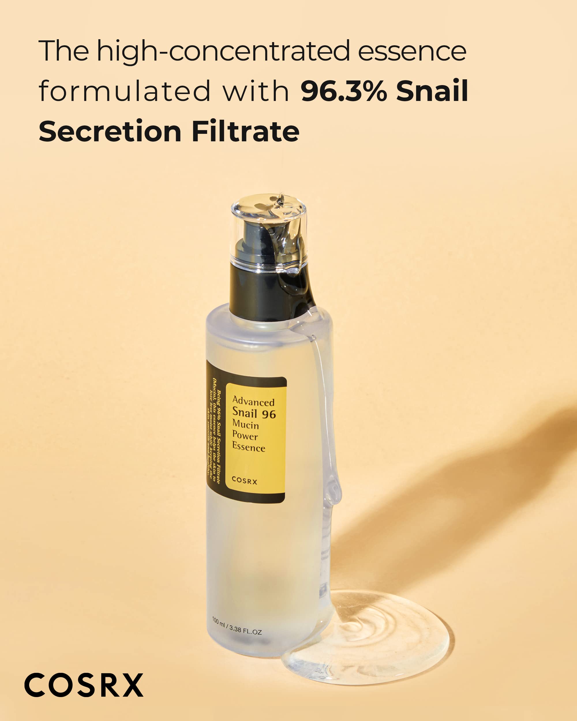 COSRX Advanced Snail 96 Mucin Power Essence 100ml Skin Repair Hydrating Serum Snail Secretion Filtrate 96 Percent Hyaluronic Acid Korean Skincare