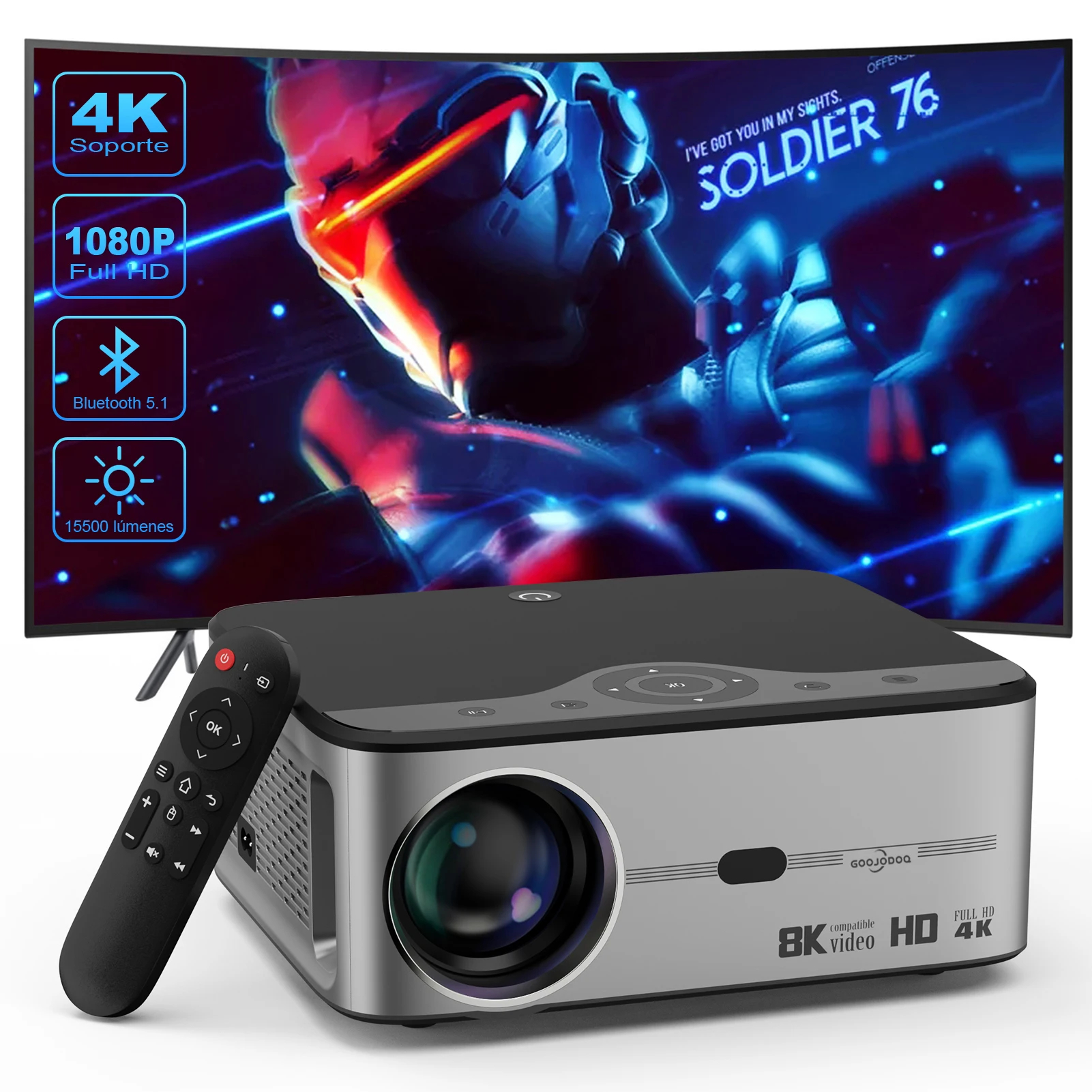 1080P Bluetooth Projector 4K 8K 200Screen WiFi HDMI USB LED Android Home Theater Cinema