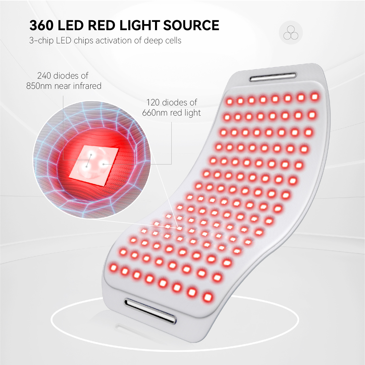 (Grey) LED Red Light Near Infrared Therapy Mask LED Light Machine Honeycomb Matrix Anti-scalding Light Source Wireless