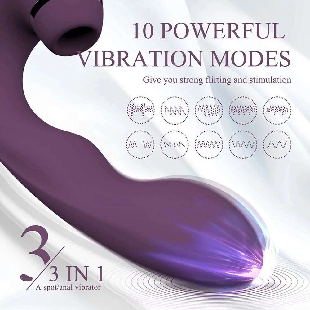 Rabbit Vibrator 3in1 Dildo Clit Sucker Flapping Sucking Lick G-Spot Adult Sex Toys for Women