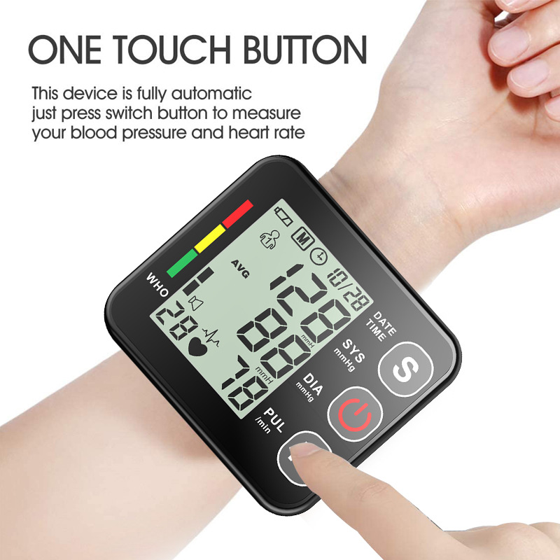 (White) Digital Wrist Blood Pressure Monitor With Large LCD Display BP Machine Cuff