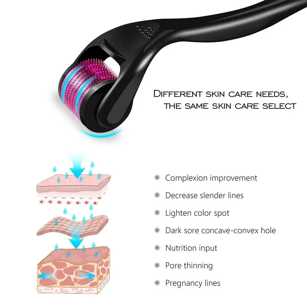 (540 Microneedle Roller 0.25mm) Titanium Microneedle Derma Roller Skin Care for Face Facial Wrinkles Hair Loss Stretch Marks Hair Regrowth Micro Needles Microneedling Derma Needling