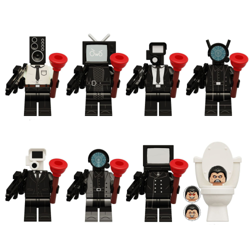 8Pcs/set Skibidi Toilet Minifigure Action Figures Building Blocks Toys Fit LEGO
