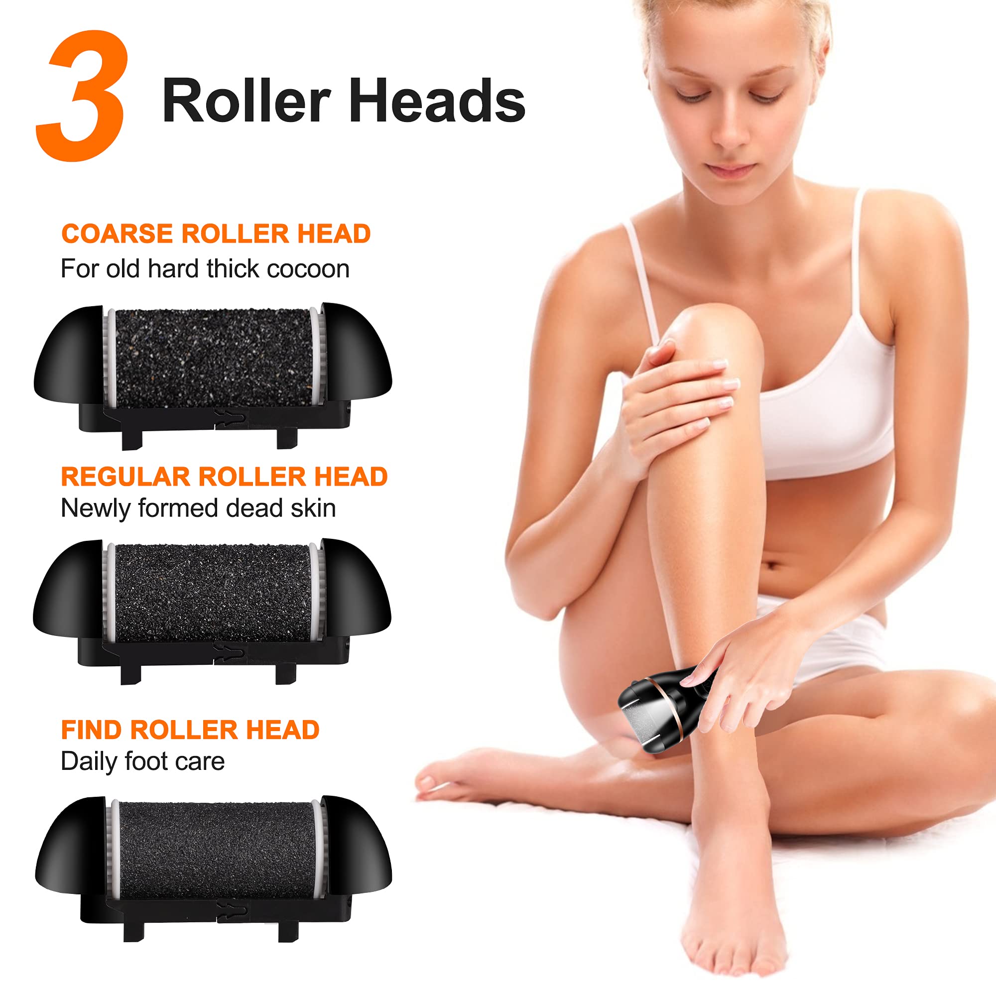 (Black) Hard Skin Remover Foot File Electric Ratukall Rechargeable Dry Skin Remover for Feet Professional Pedicure Tools Foot Scrubber Care Kit with Storage Bag for Dead Skin Cracked Corn Heels Calluses