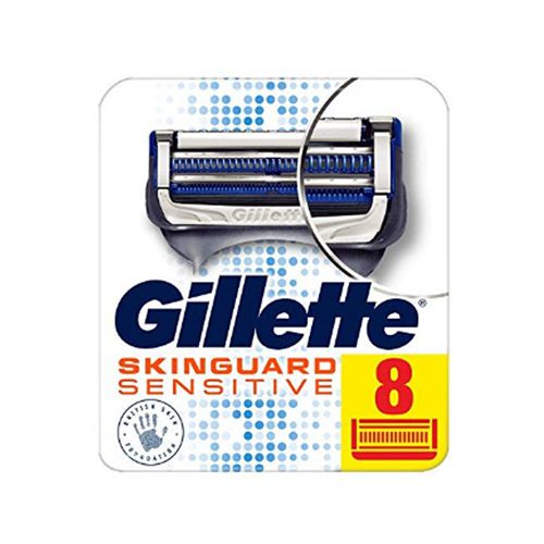 Gillette SkinGuard Sensitive Razor Blades for Men with Precision Trimmer, Pack of 8 Refill Blades