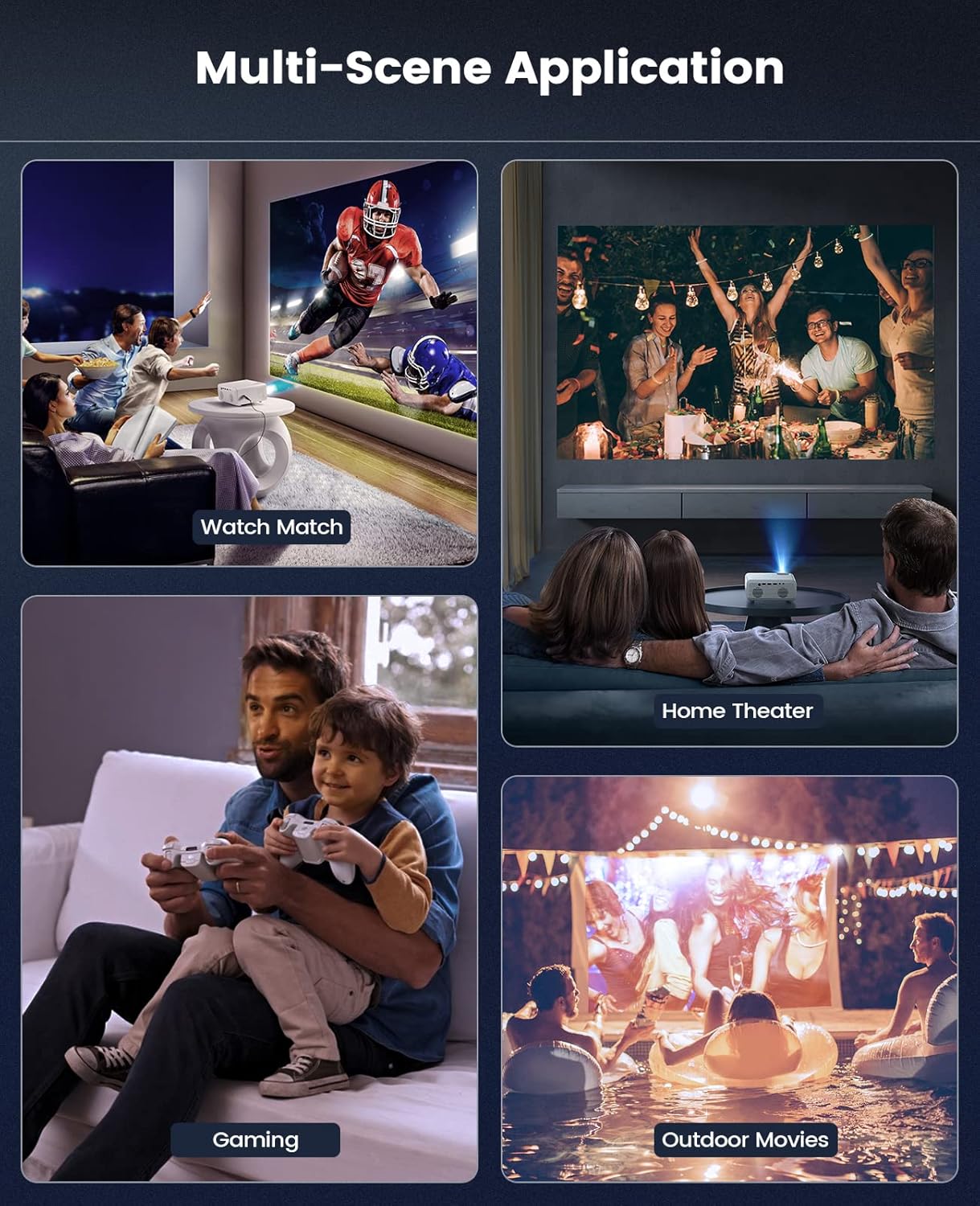 Mini Projector WiFi Projector with Projector 1080P Full HD 14000 Lux Portable Video 4K Projector Compatible with iphone TV Stick PS5 HDMI USB Multimedia Home Movie Theater Projector