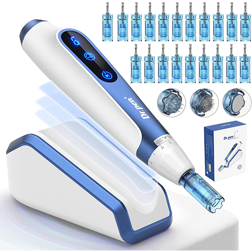 Dr. Pen A11 Professional Wireless Microneedling Pen and Derma Pen 20 Replacement Cartridges Adjustable Micro Needling Derma Machine with Induction Base for Skin Care