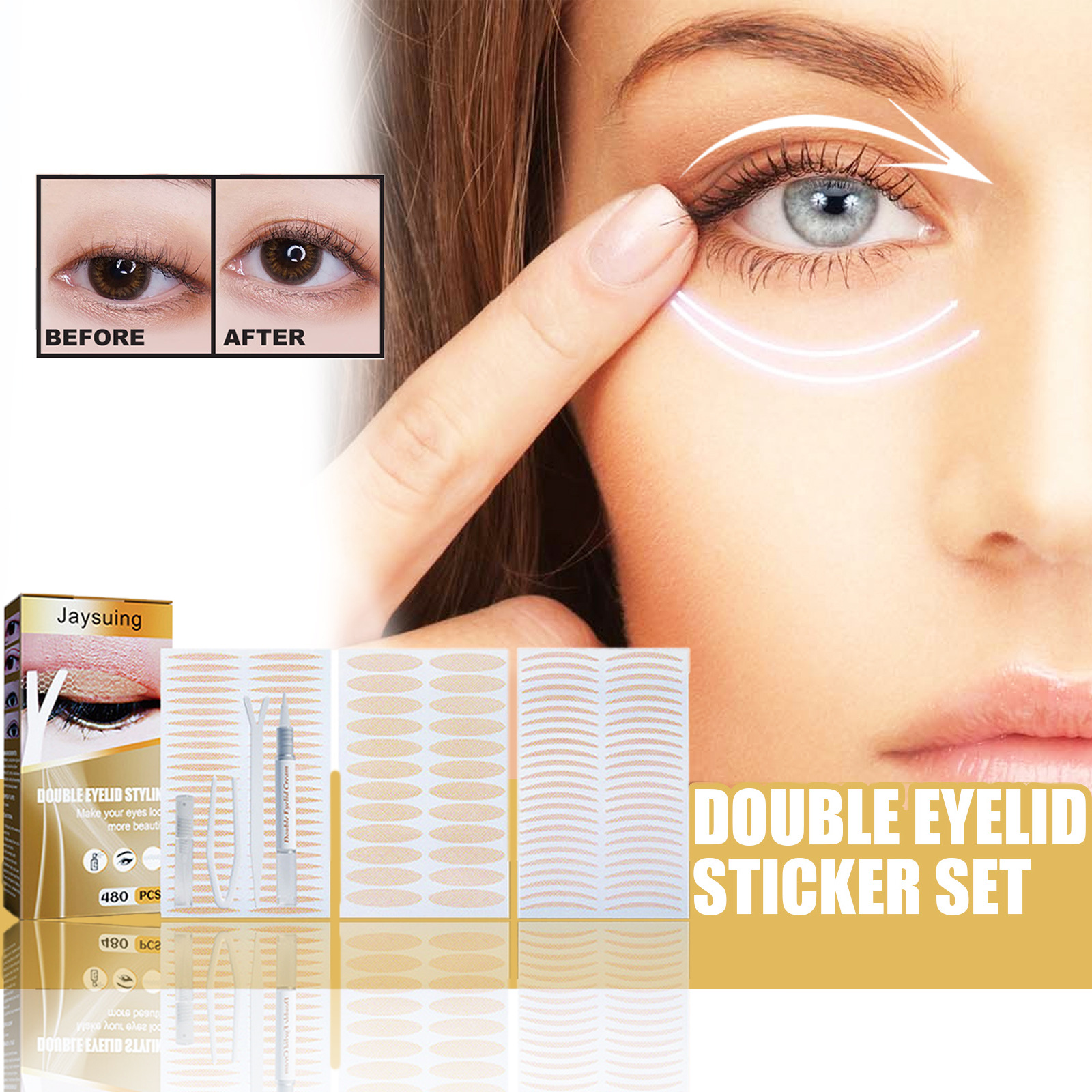 Double Eyelid Stickers Eyelid Tape Double Eyelid Patch Invisible Eyelid Tapes Set Instant Eyelid Lift for Saggy Hooded Droopy Uneven Women Beauty Makeup Tool