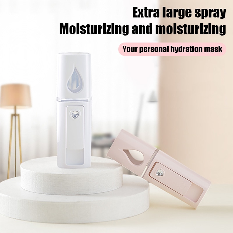 (White) Facial Mister Mini Portable Rechargeable Handy Face Humidifier Household Nano Facial Sprayer Skin Care Machine For Face Hydrating Daily Makeup Beauty Tools