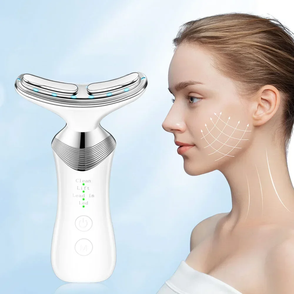 EMS Neck Face Beauty Device 5 Color Light Facial Lifting Machine Skin Tighten Reduce Double Chin Anti Wrinkle Fine Lines Remove Home Skin Care Massager