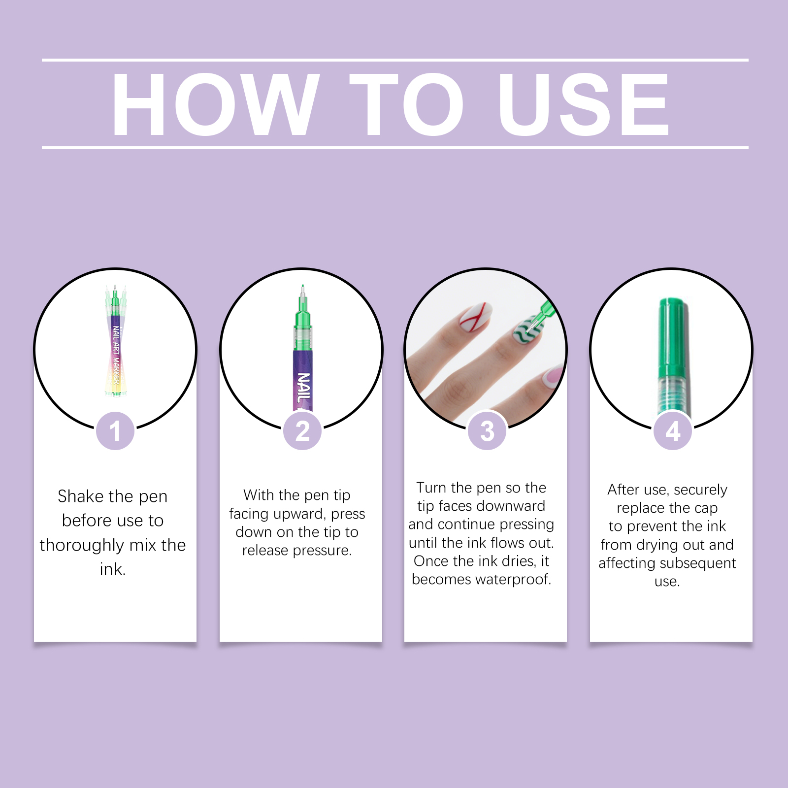 Nail Art Marker DIY Nail Art Pen for Multi-Scene Colorful Nail Painting and Line Drawing