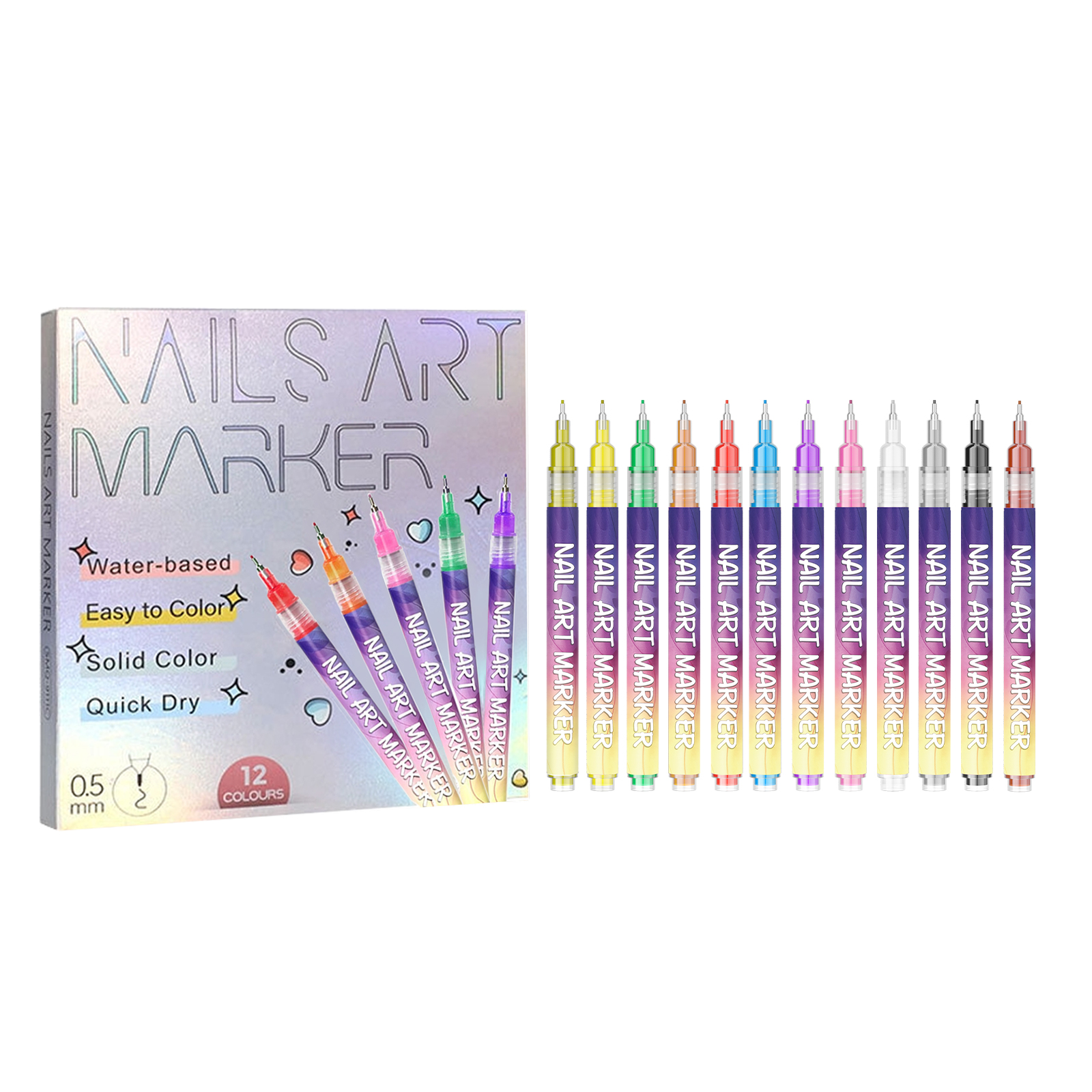 Nail Art Marker DIY Nail Art Pen for Multi-Scene Colorful Nail Painting and Line Drawing