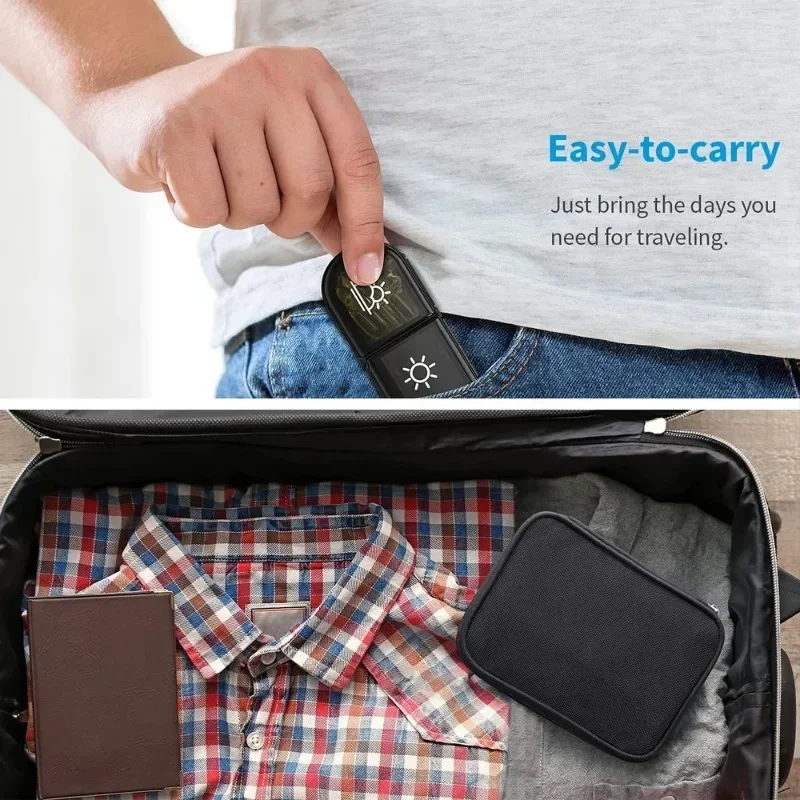 Weekly Pill Organizer Portable Pill Box with PU Leather Bag 21 Grids 3 Times a Day 7 Day Pill Case for Store Vitamin Medicine