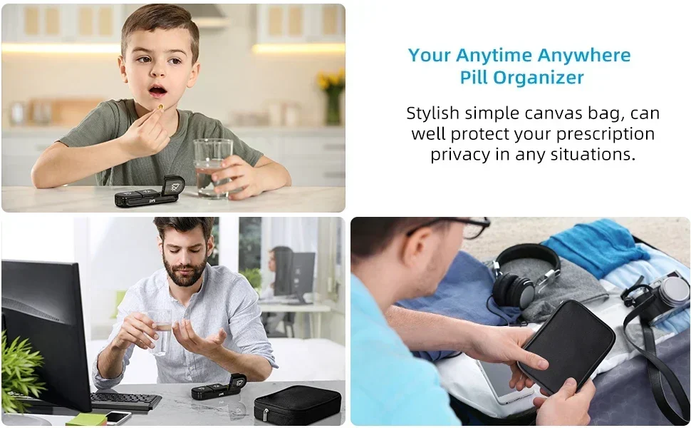 Weekly Pill Organizer Portable Pill Box with PU Leather Bag 21 Grids 3 Times a Day 7 Day Pill Case for Store Vitamin Medicine