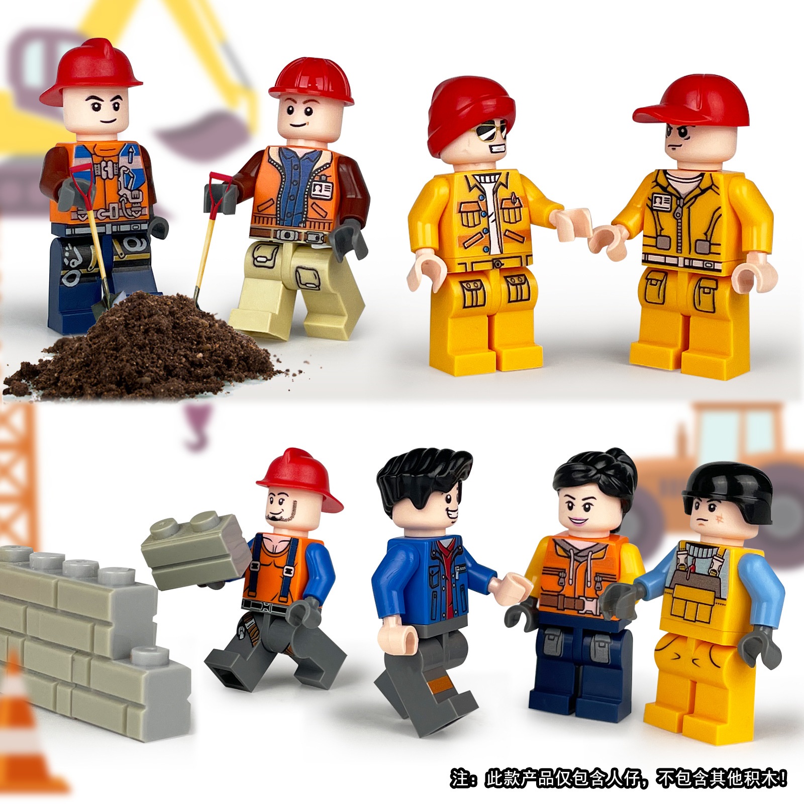 (12 PCS Engineer A) Toys Engineer Mini Figures Set Miniature Construction Worker Building Blocks for Dollhouse Scene Decoration Gifts for Kids