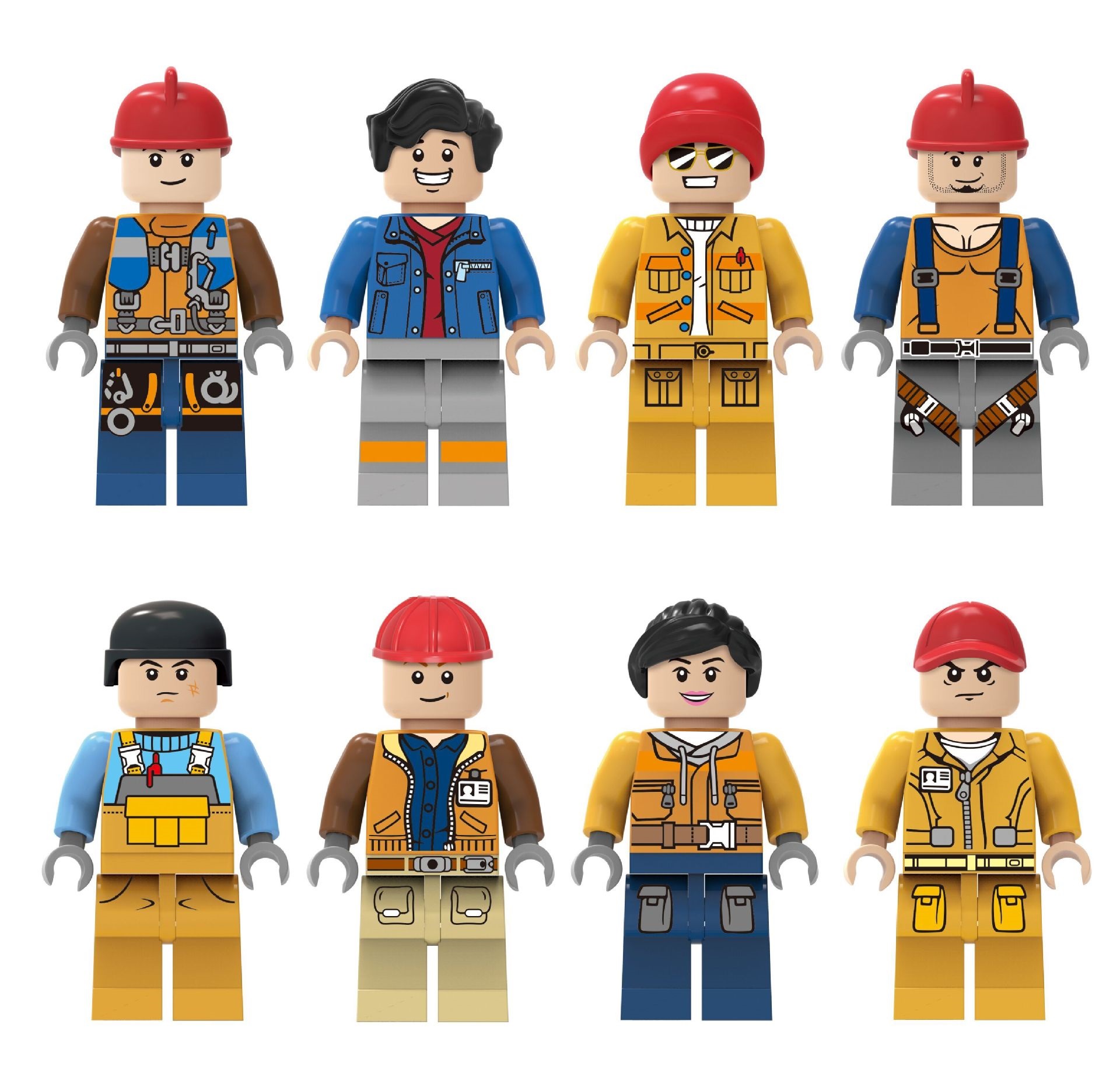 (12 PCS Engineer A) Toys Engineer Mini Figures Set Miniature Construction Worker Building Blocks for Dollhouse Scene Decoration Gifts for Kids