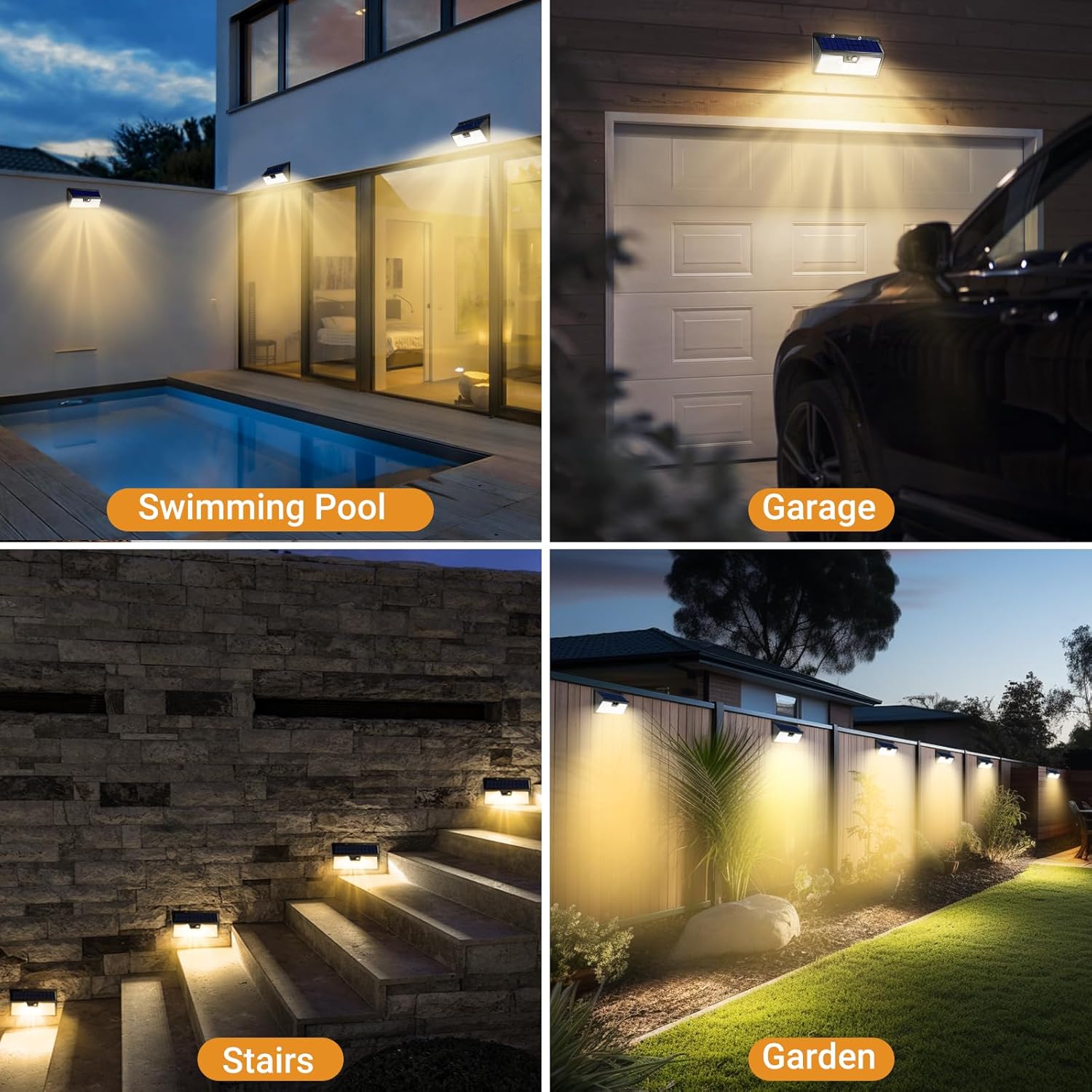 (Warm White) Solar Security Lights Outdoor Motion Sensor, 318LED Super Bright Led Solar Powered Light with 3 Lighting Modes, IP65 Waterproof Wireless Pir Wall Lights 