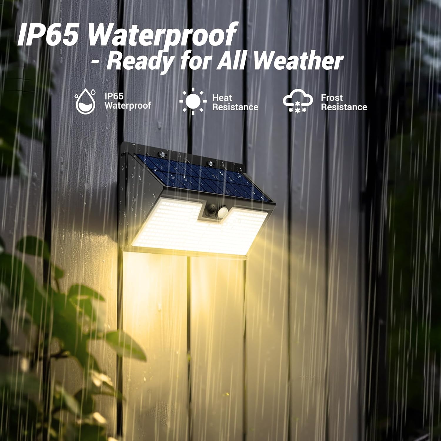 (Warm White) Solar Security Lights Outdoor Motion Sensor, 318LED Super Bright Led Solar Powered Light with 3 Lighting Modes, IP65 Waterproof Wireless Pir Wall Lights 