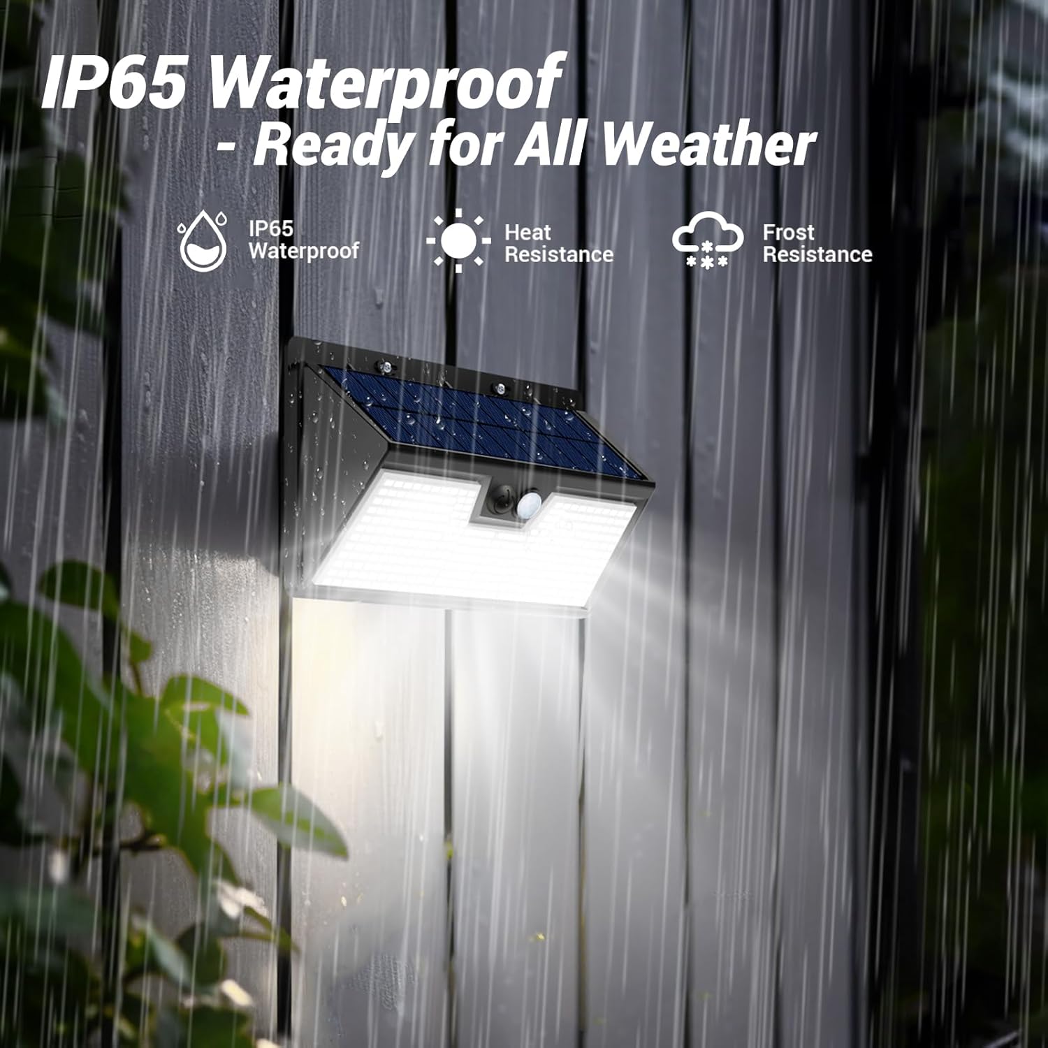 (Warm White) Solar Security Lights Outdoor Motion Sensor, 318LED Super Bright Led Solar Powered Light with 3 Lighting Modes, IP65 Waterproof Wireless Pir Wall Lights 