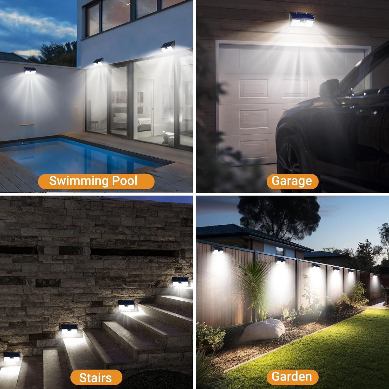 (Warm White) Solar Security Lights Outdoor Motion Sensor, 318LED Super Bright Led Solar Powered Light with 3 Lighting Modes, IP65 Waterproof Wireless Pir Wall Lights 