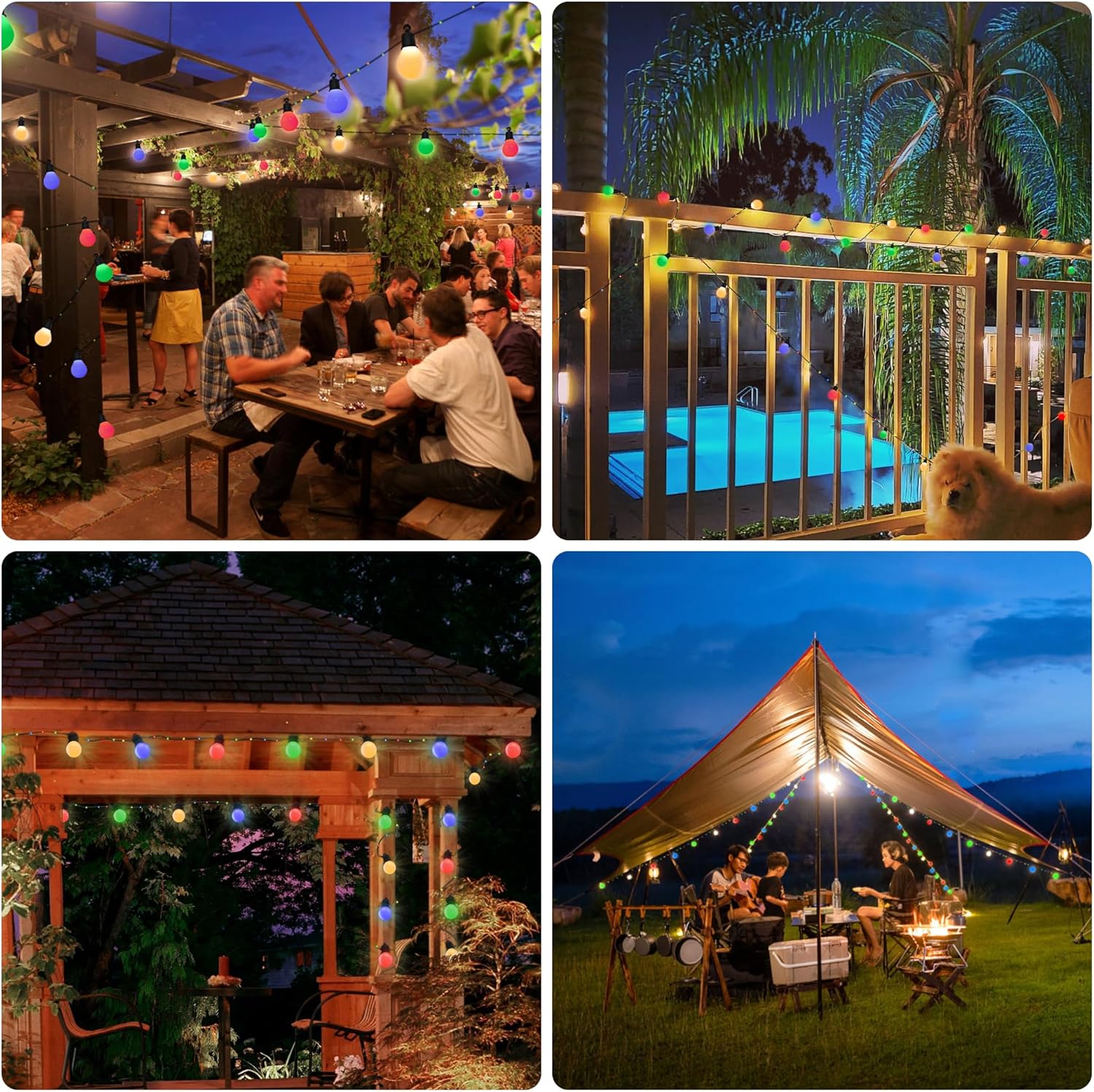 (Multicolor) Solar String Lights Outdoor Garden 32.8Ft 10m 100 LED Solar Powered Fairy Lights with 20 Shatterproof Blubs USB Charging 8 Modes Waterproof Lights Garden