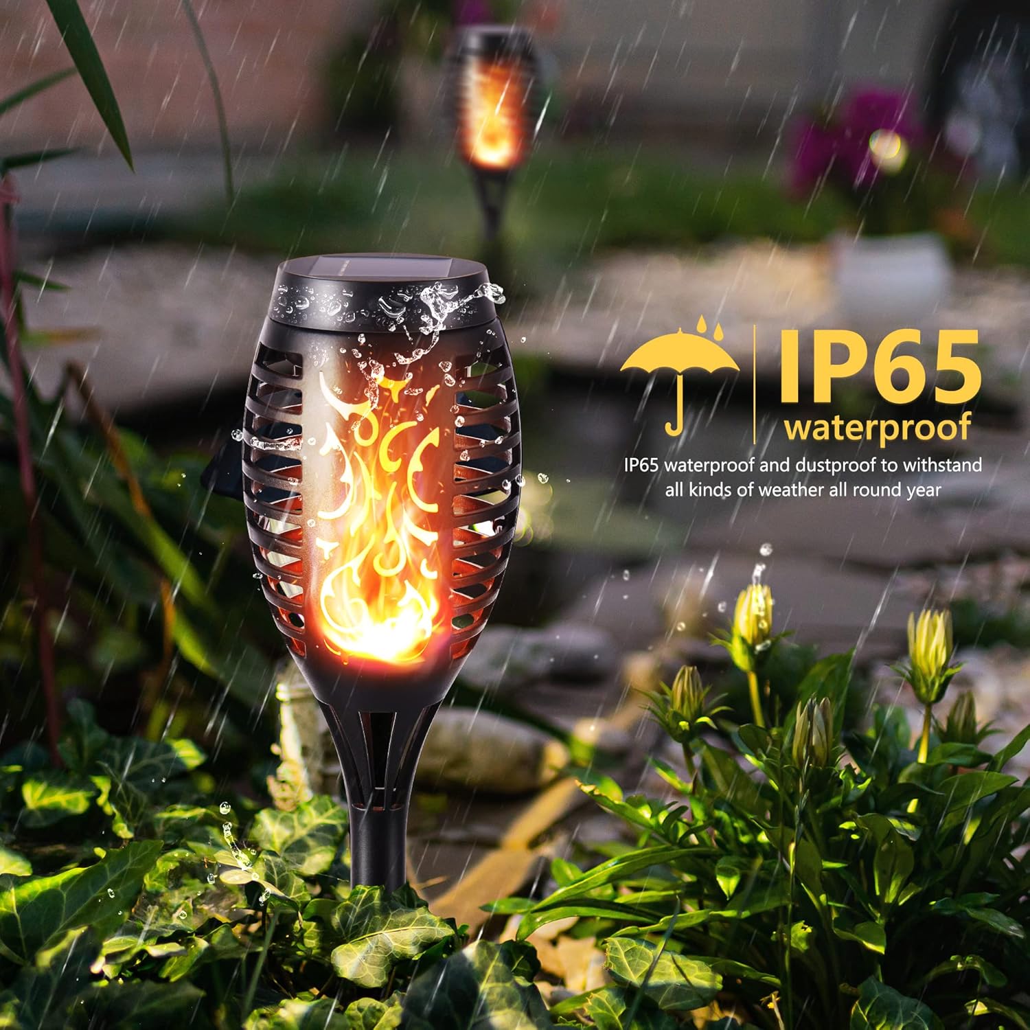 (Red) 6 Pack Solar Flickering Dancing Flame Lights Blue Waterproof Solar Torch Lights for Outdoor Garden Patio Pathway Yard Driveway Halloween Decorative