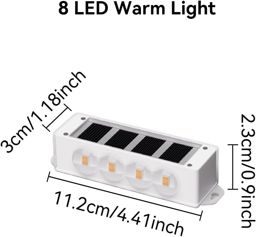 (4 pcs) Solar Wall Lights Outdoor 8 LED Solar Fence Lights Outdoor Waterproof LED Up and Down Wall Light 3000K Warm White Garden Wall Lights for Porch Patio Garage 