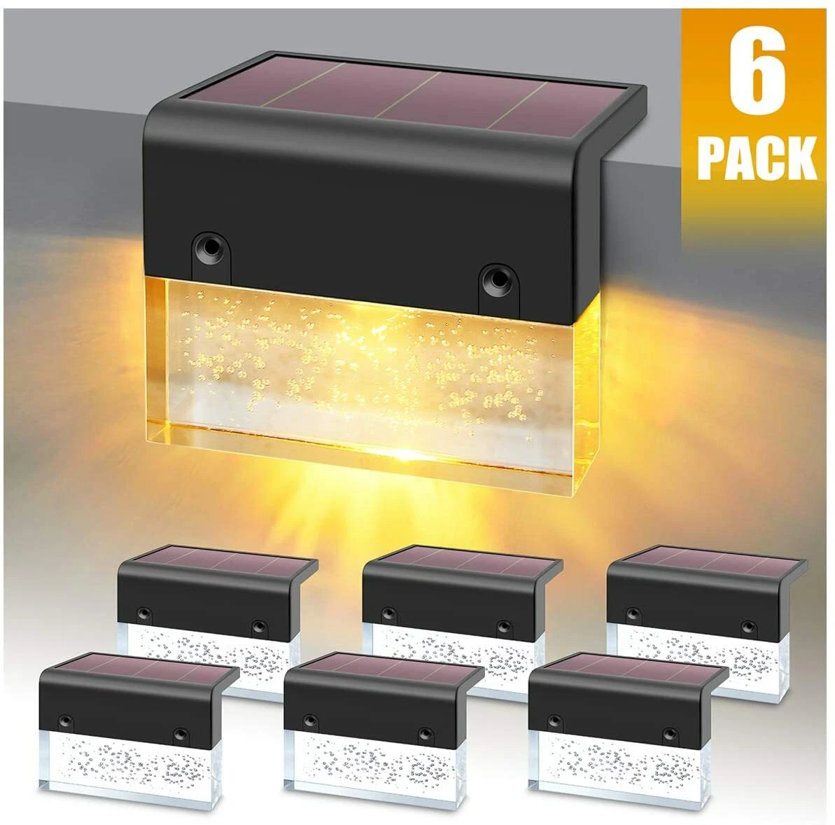 Solar Deck Lights Led Solar Step Lights Outdoor for Stair Fence 6 Pack