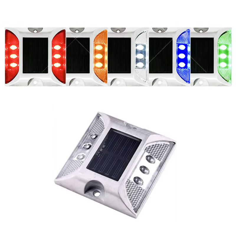 (Yellow) Popular Square High Brightness Ip68 Flashing or Always-on Traffic Marker Light Reflective Aluminum Led Cat Eye Solar Road Stud