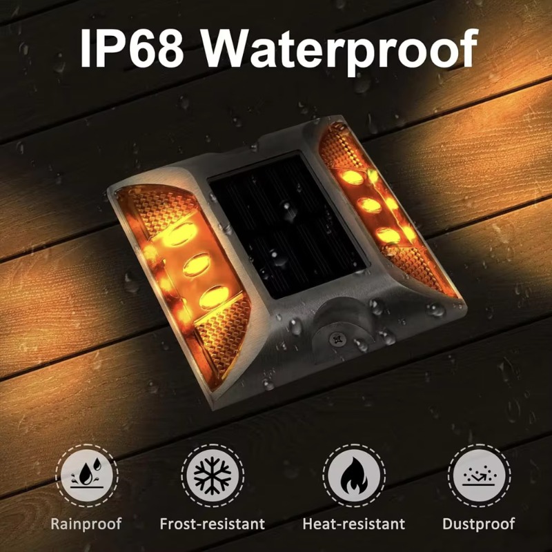 (Yellow) Popular Square High Brightness Ip68 Flashing or Always-on Traffic Marker Light Reflective Aluminum Led Cat Eye Solar Road Stud