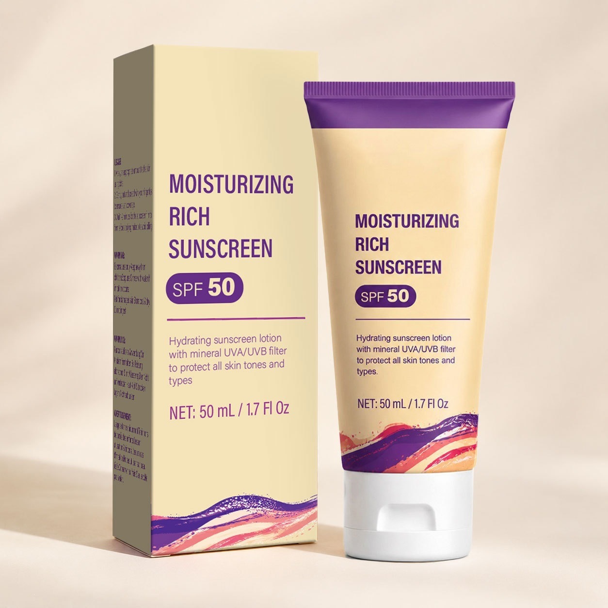 Moisturizing Protective Cream SPF50 For UV Defense And Daily Shielding Broad Spectrum Sun Block Neutral Packaging