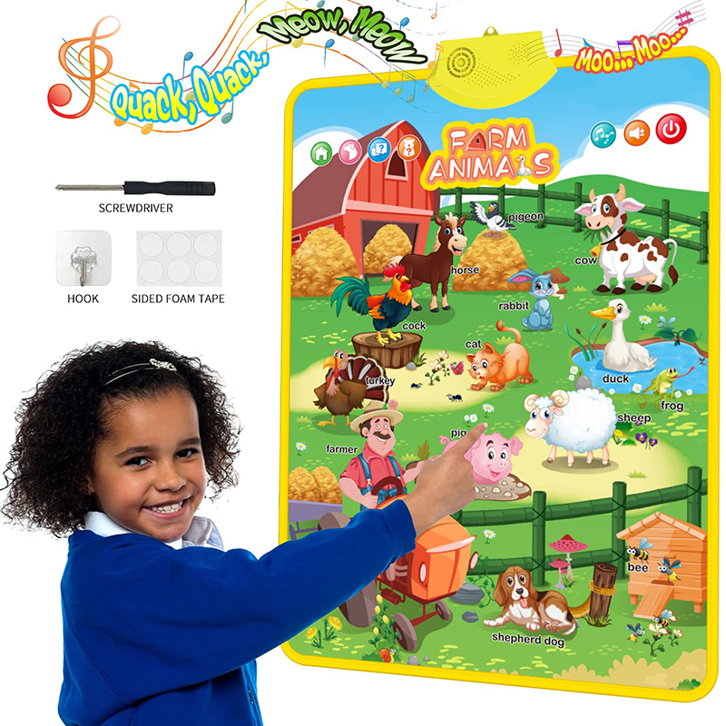 (Animal 945) Electronic English Alphabet Wall Chart Talking ABC Letters 123s Music Poster Educational Learning Toy for Toddler Kids Gifts