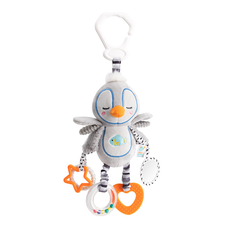 (penguin 1147) Baby Hanging Rattle Toys Plush Soft Animal Stuffed Handbells Educational Infant Development Handle  Toys for Stroller Crib
