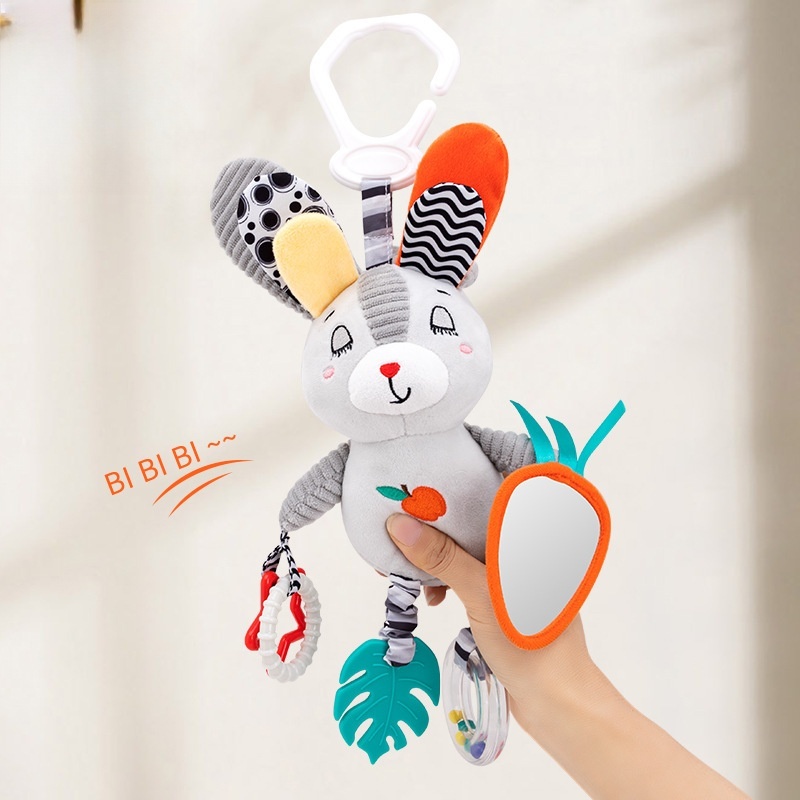 (penguin 1147) Baby Hanging Rattle Toys Plush Soft Animal Stuffed Handbells Educational Infant Development Handle  Toys for Stroller Crib
