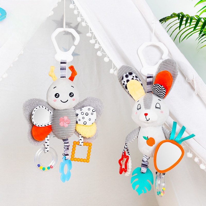 (penguin 1147) Baby Hanging Rattle Toys Plush Soft Animal Stuffed Handbells Educational Infant Development Handle  Toys for Stroller Crib