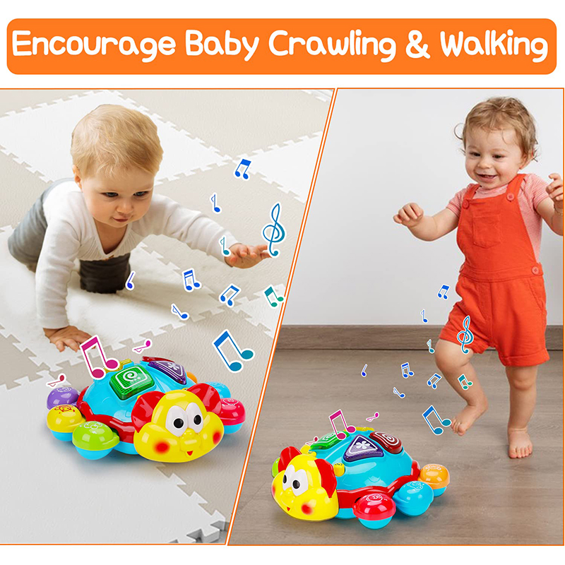 Baby Crawling Walking Musical Toy Spanish English Bilingual Learning Education Toys Babies Light Up Infant Toys for Kids Gifts