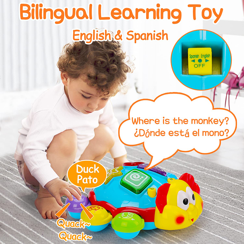 Baby Crawling Walking Musical Toy Spanish English Bilingual Learning Education Toys Babies Light Up Infant Toys for Kids Gifts