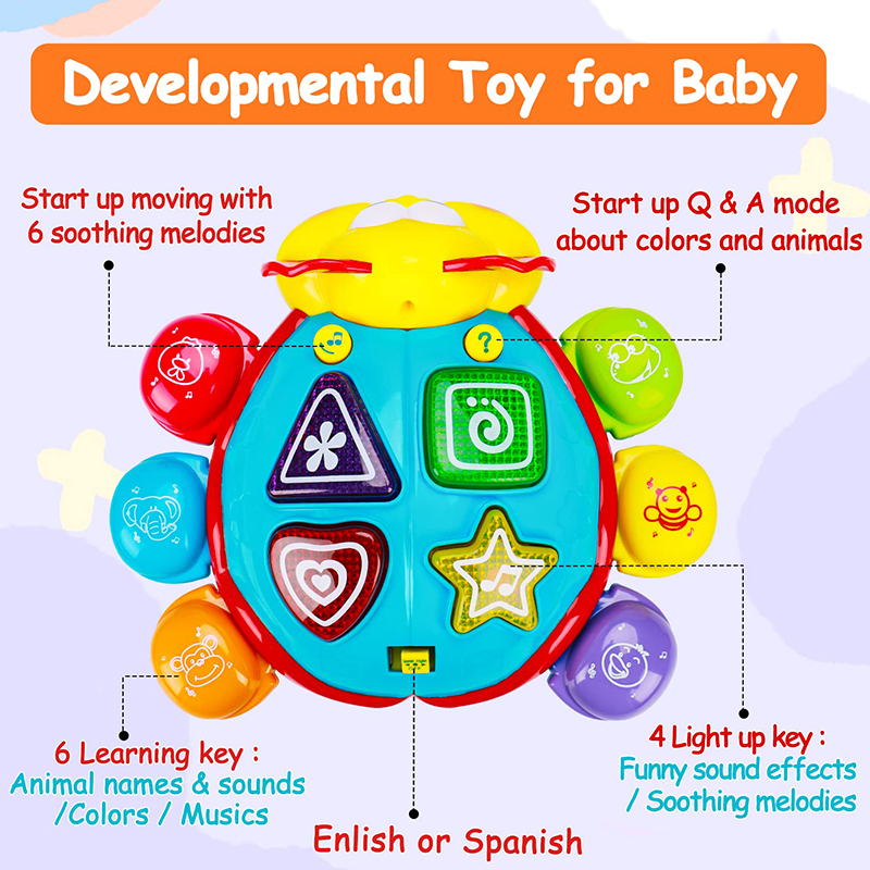Baby Crawling Walking Musical Toy Spanish English Bilingual Learning Education Toys Babies Light Up Infant Toys for Kids Gifts