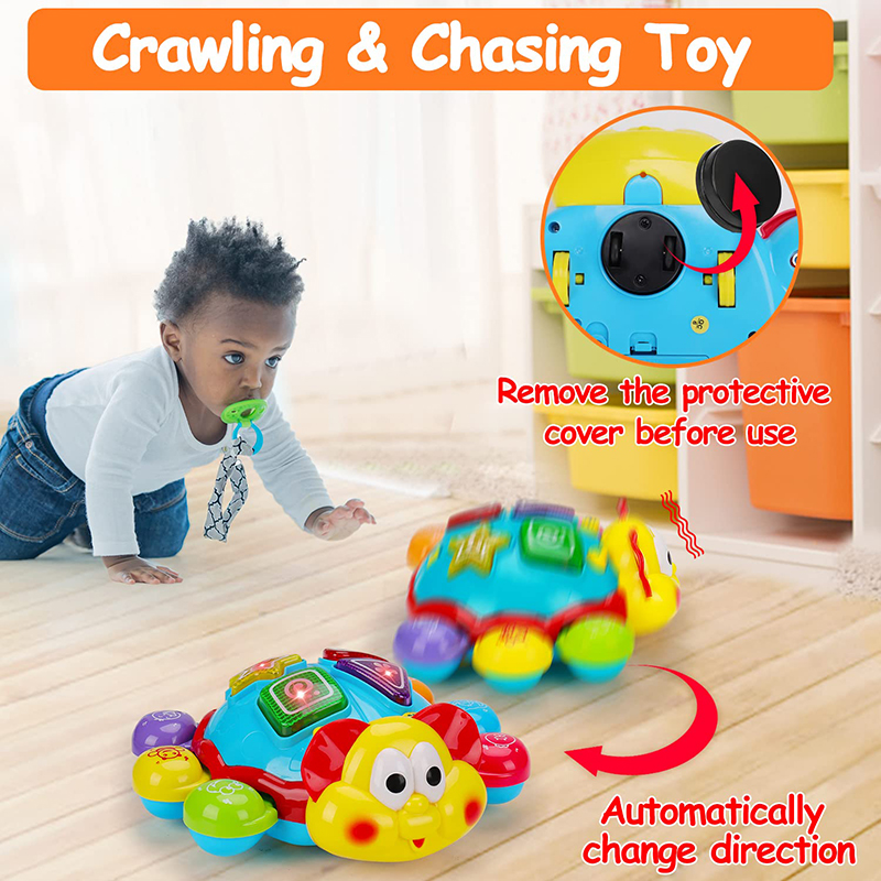 Baby Crawling Walking Musical Toy Spanish English Bilingual Learning Education Toys Babies Light Up Infant Toys for Kids Gifts