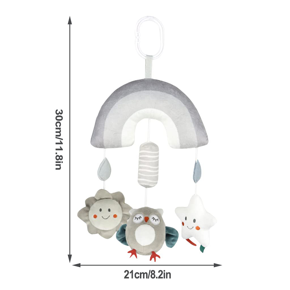 (rabbit 1038) Clip On Hanging Plush Toy Stroller and Car Seat Sensory Activity Baby Toys with Wind Chimes and Jingle for Newborn Infant Gifts