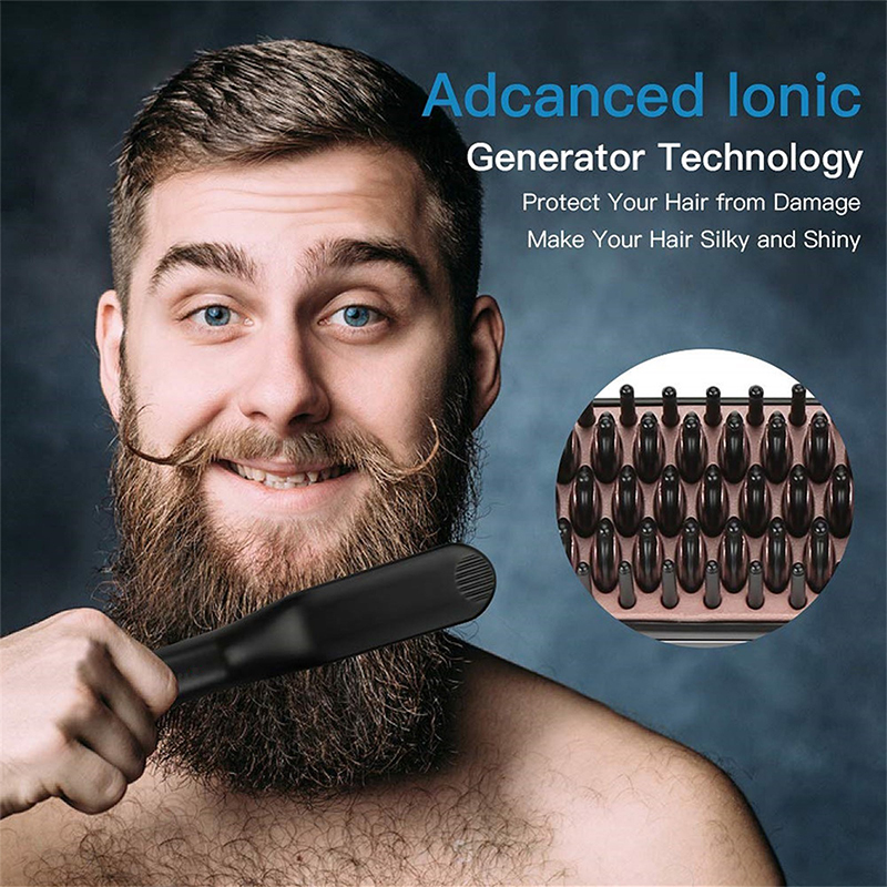 Portable Electric Beard Heated Styling Tool Hot Small Hair Straightener Brush Long And Short Quick Style Beard Comb For Men